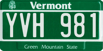 VT license plate YVH981