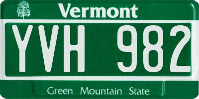 VT license plate YVH982