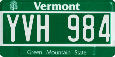 VT license plate YVH984