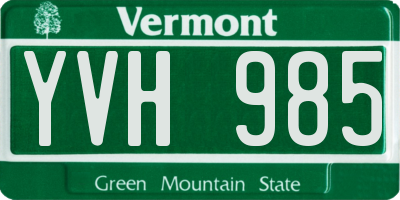 VT license plate YVH985