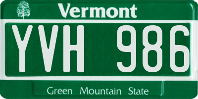 VT license plate YVH986