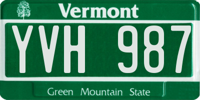 VT license plate YVH987