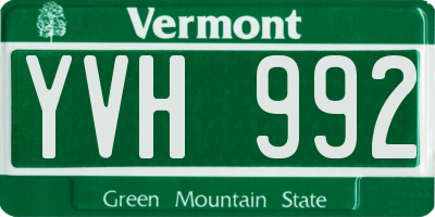 VT license plate YVH992