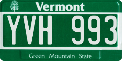 VT license plate YVH993