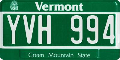 VT license plate YVH994
