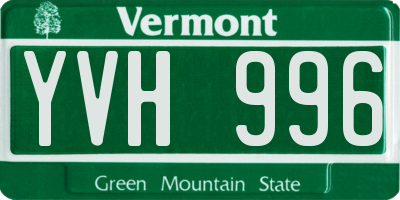 VT license plate YVH996
