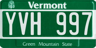 VT license plate YVH997