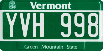 VT license plate YVH998