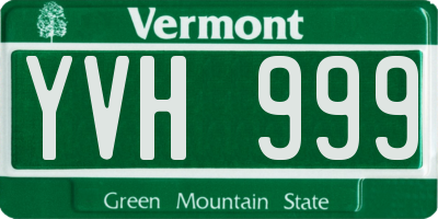 VT license plate YVH999