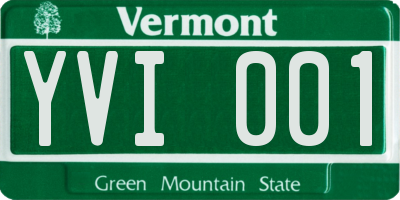 VT license plate YVI001