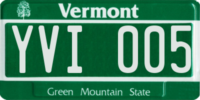 VT license plate YVI005