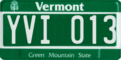 VT license plate YVI013