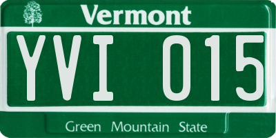 VT license plate YVI015