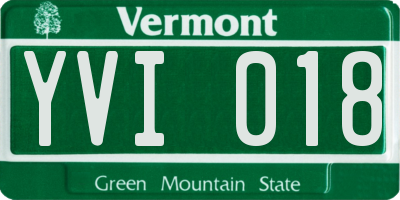 VT license plate YVI018