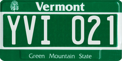VT license plate YVI021