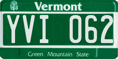 VT license plate YVI062