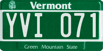 VT license plate YVI071