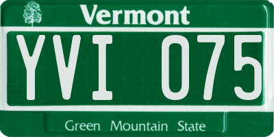VT license plate YVI075