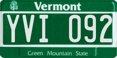VT license plate YVI092