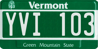 VT license plate YVI103
