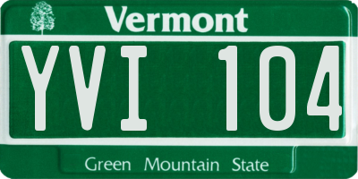 VT license plate YVI104