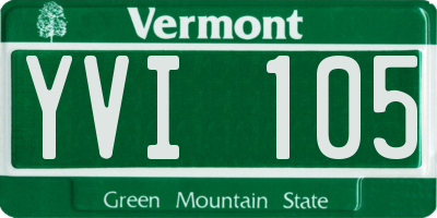 VT license plate YVI105