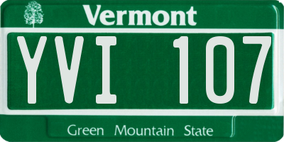 VT license plate YVI107
