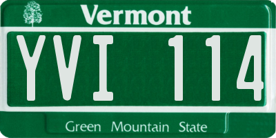 VT license plate YVI114