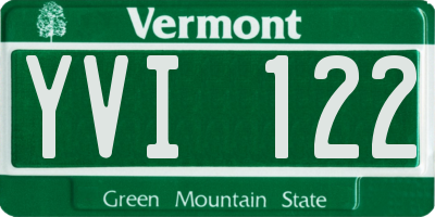 VT license plate YVI122