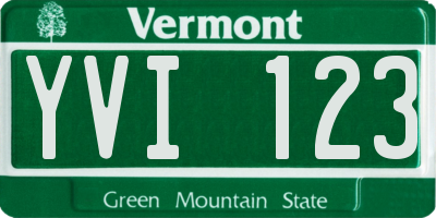 VT license plate YVI123