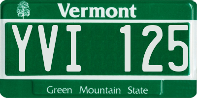 VT license plate YVI125
