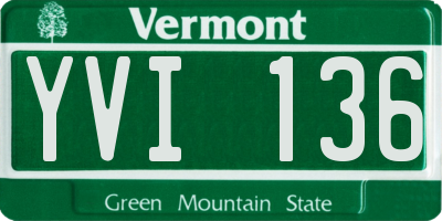 VT license plate YVI136