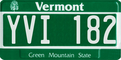 VT license plate YVI182