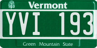 VT license plate YVI193