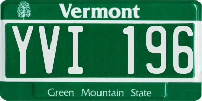 VT license plate YVI196