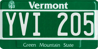 VT license plate YVI205