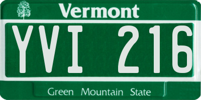 VT license plate YVI216