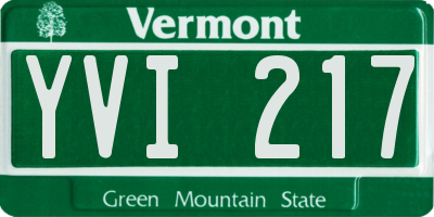 VT license plate YVI217