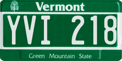 VT license plate YVI218