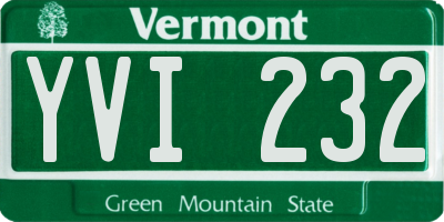VT license plate YVI232