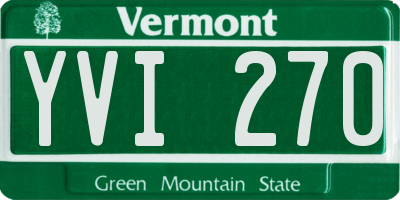 VT license plate YVI270