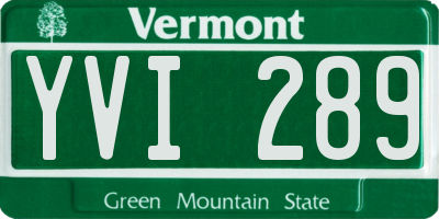 VT license plate YVI289
