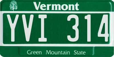 VT license plate YVI314