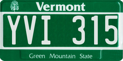 VT license plate YVI315