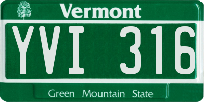 VT license plate YVI316