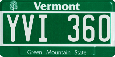 VT license plate YVI360