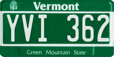 VT license plate YVI362