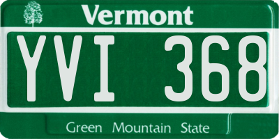 VT license plate YVI368