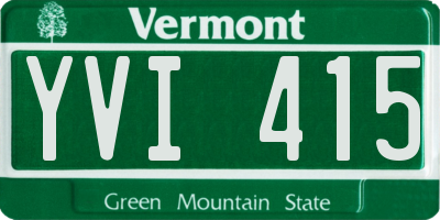 VT license plate YVI415
