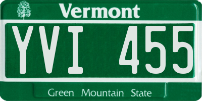 VT license plate YVI455